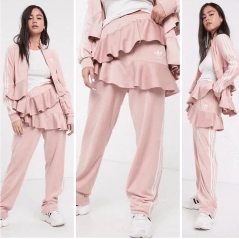 Adidas Originals x J KOO velour ruffle track pants size M - Picture 1 of 13